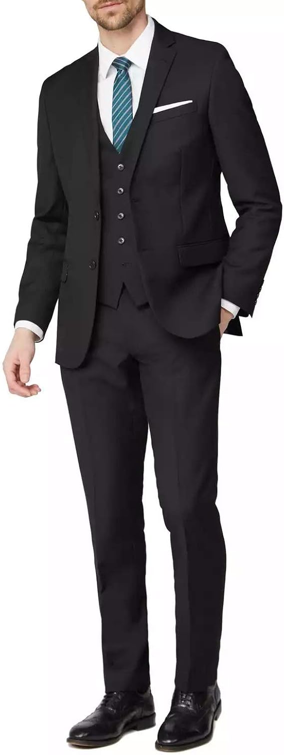 Amazon メンズスーツ スリーピース 大きいサイズ ビジネス 紳士服 結婚式 黒 ネクタイ付き パーティ メンズ 通販