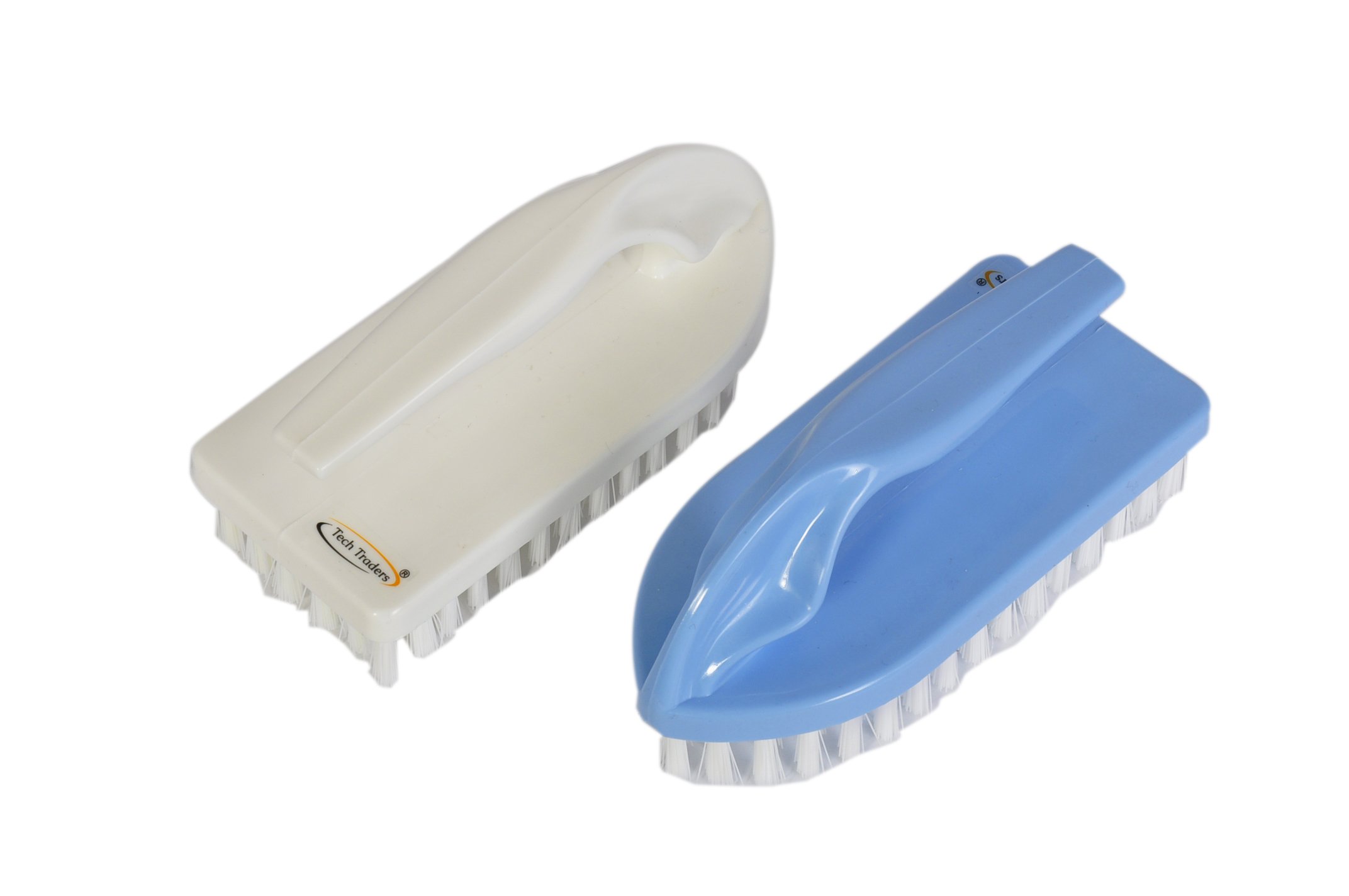 Tech Traders ® Pack of 2 Scrubbing Brush with Ironing Handle Grip,White & Blue(Colour May Vary)
