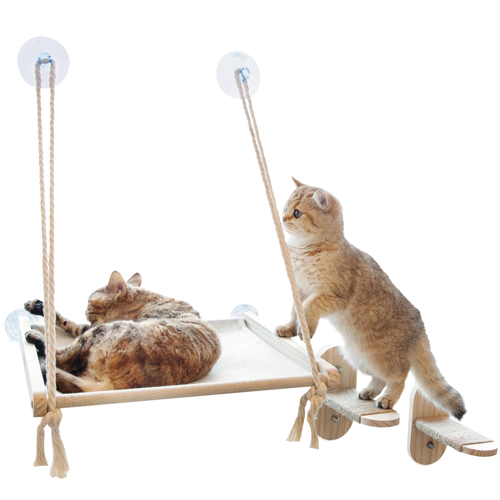 Photo 1 of Cat Window Perch with 2 Steps, Easy to Assemble Hammock for Window Indoor/Outdoor Cat Seat/Bed Supports 40 lbs (Drilling-Free)