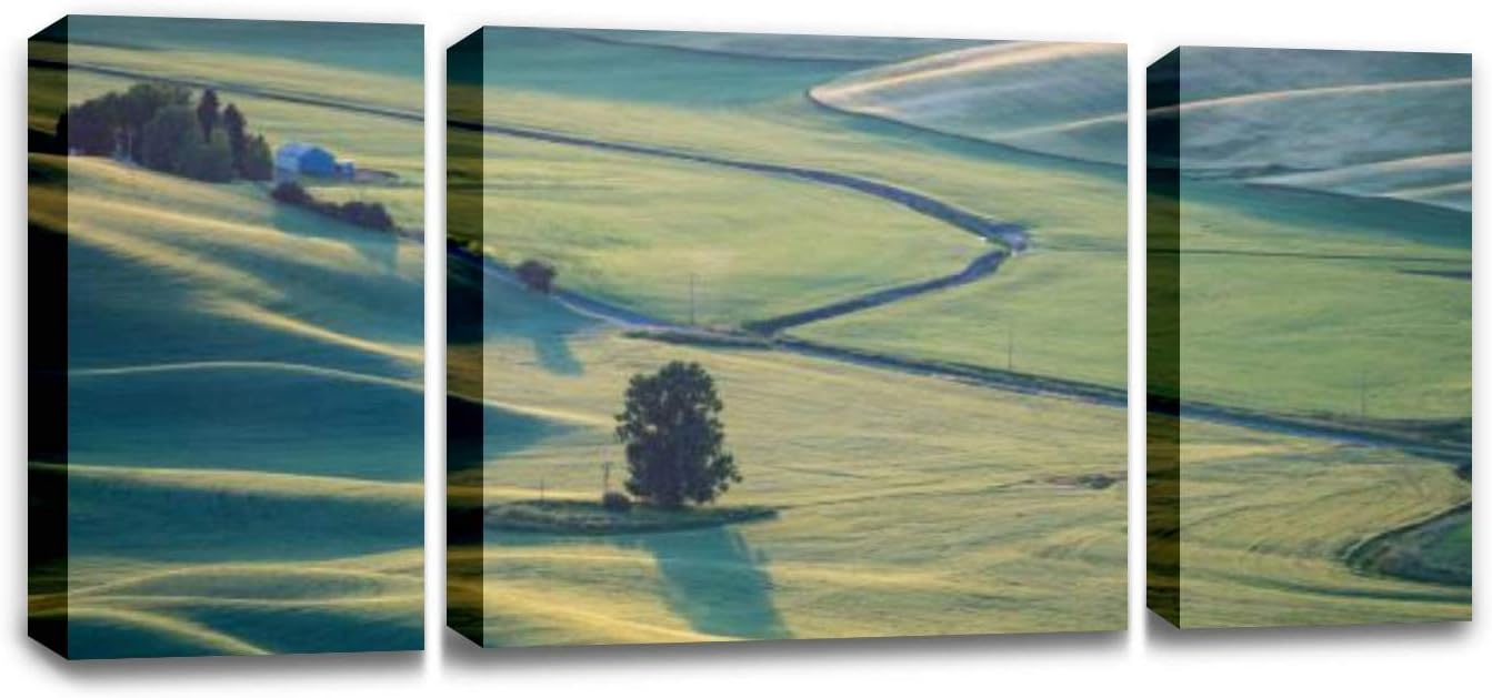 CCArtist Beautiful Aerial View of The Palouse Region of Eastern Washington Wall Decor Print on Canvas Modern Artwork Living Room Bedroom Painting Art Wall