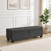 Huatean Home 43" Ottoman with Storage, Dark Gray Storage Ottoman Bench | Upholstered Entryway Bench with Seating for Bedroom, Living Room, with Safety Hinge, Holds up to 330 lb