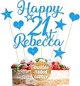 EDS G Personalised Cake Topper Multicoloured Glitter Happy Birthday Any Name