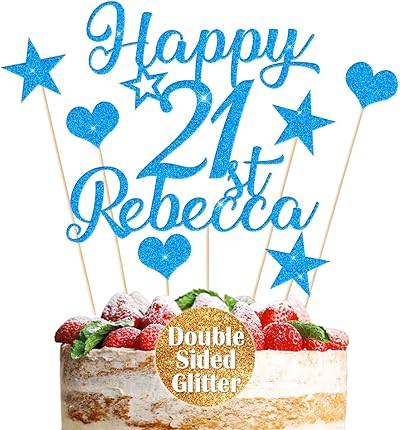 EDS G Personalised Cake Topper Multicoloured Glitter Happy Birthday Any Name