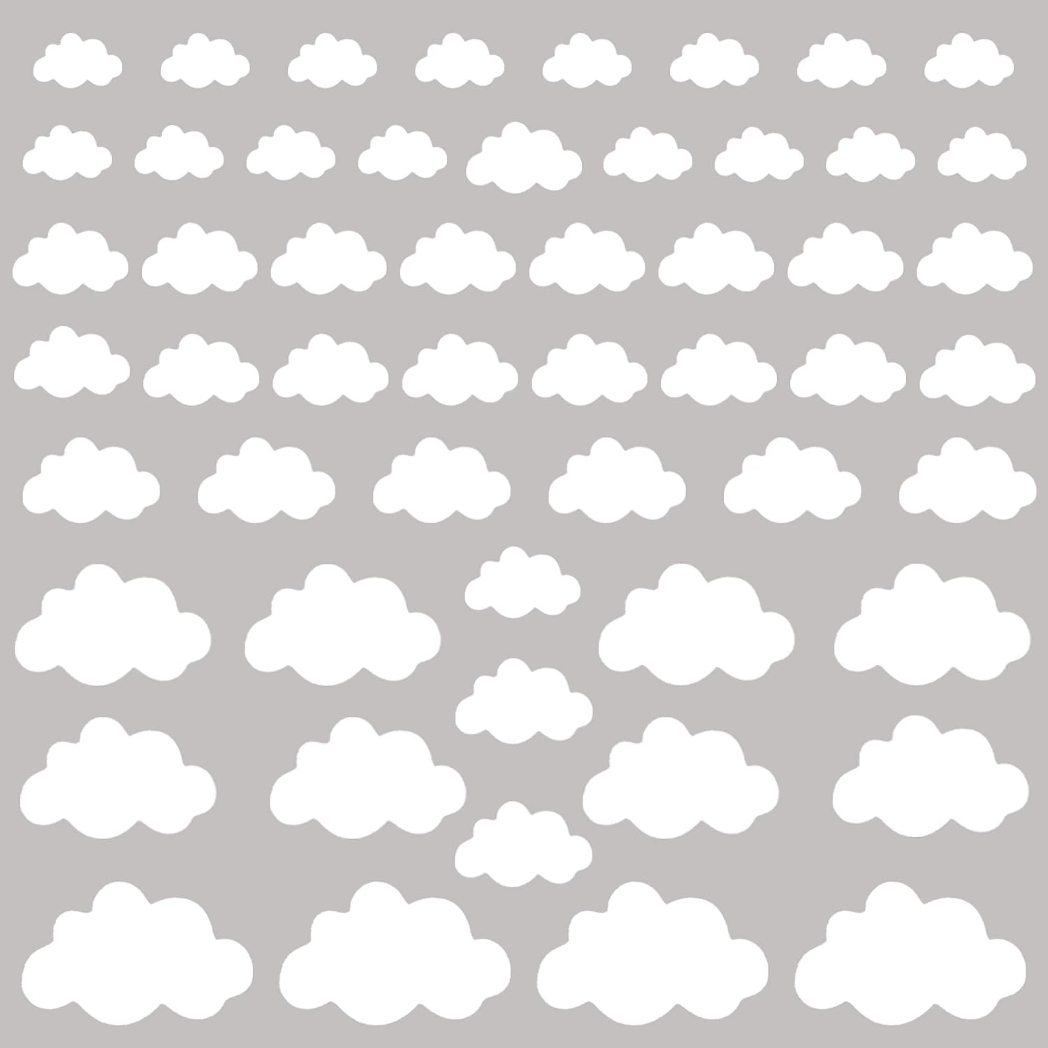 PREMYO Set of 40 Cloud Wall Stickers Kids - Nursery Decor Easy to Apply - Decals for Bedrooms for Girls Boys White