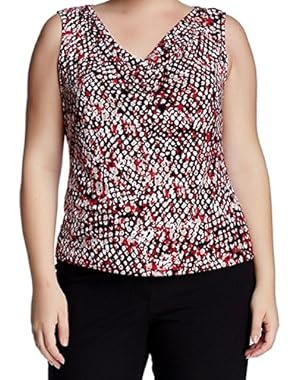 Womens Plus Draped Matte Jersey Blouse Red 2X