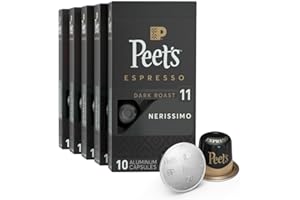 Peet's Coffee, Dark Roast Espresso Capsules, Compatible with Nespresso Original Machine - Nerissimo Intensity 11, 50 Count (5 Boxes of 10 Espresso Capsules)