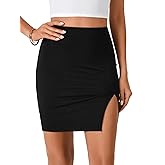 Vrtige Women's Sexy Stretch High Waist Slit Split Pullover Bodycon Short Mini Skirt