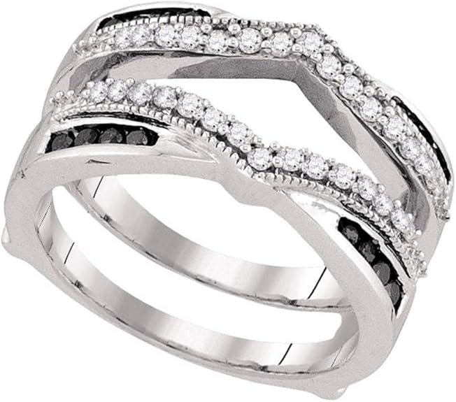 Dividiamond Round White & Black Cubic Zirconia Enhancer Engagement Ring