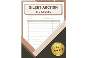 Silent Auction Bid Sheets: 80 Single-Sided Sheets for Auction Tracking