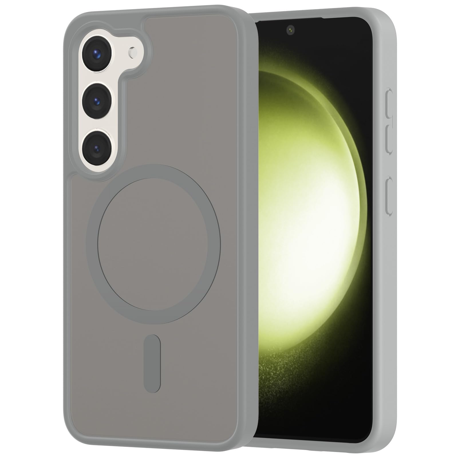 XNXA for Samsung Galaxy S23 Case Magnetic, [Compatible with Magsafe] Frosted 6.1-Inch Slim Fit Heavy Duty Protection Wireless Charging Skin-Feel Shockproof Anti-Slip Protective Phone Cover, Grey