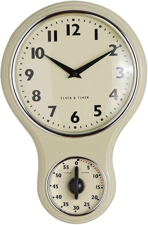 ProCook Retro Kitchen Clock & Timer Dark Cream Amazon.co.uk Kitchen