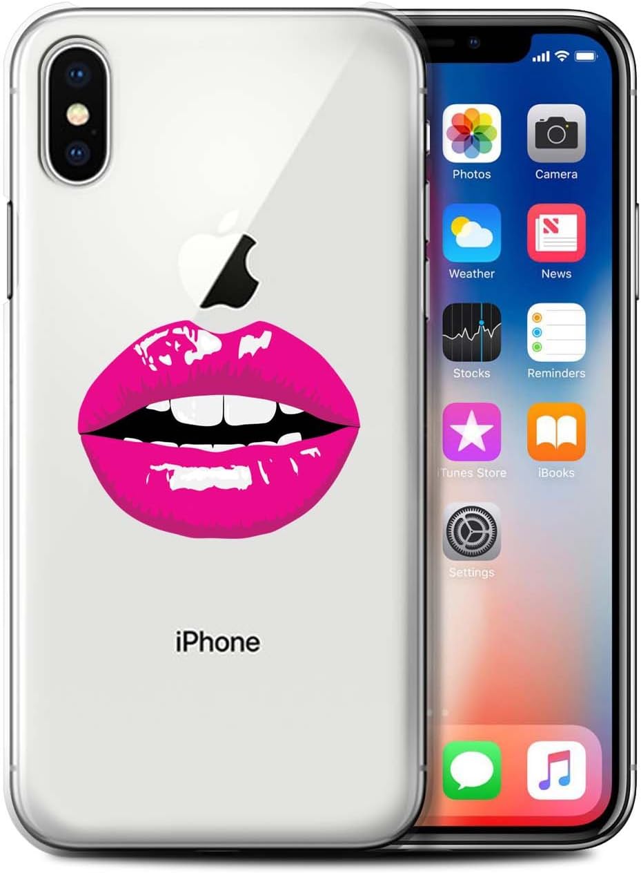 Stuff4 Phone Case for Apple iPhone X/10 Sass/Sassy Pink Lipstick Design Transparent Slim Hard Cover