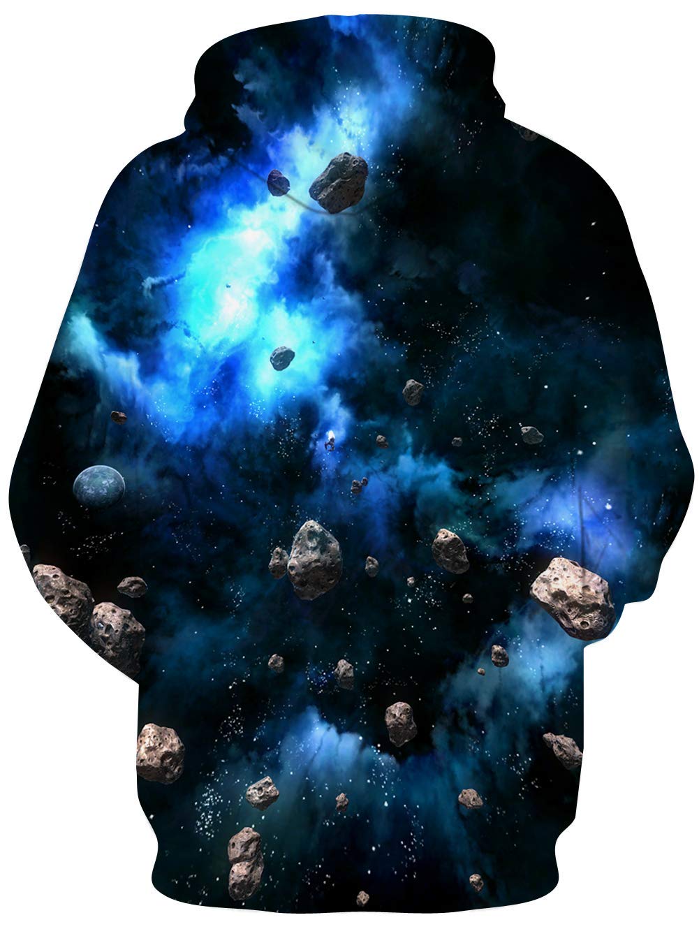 chicolife Unisex 3D Novelty Galaxy Print Pockets Pullover Hooded Sweatshirt for Women Men 15Y+, XXL