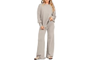 ANRABESS Women 2 Piece Outfits Oversized Chunky Knit Sweater Top Wide Leg Pants 2024 Fall Lounge Set Trendy Cozy Clothes