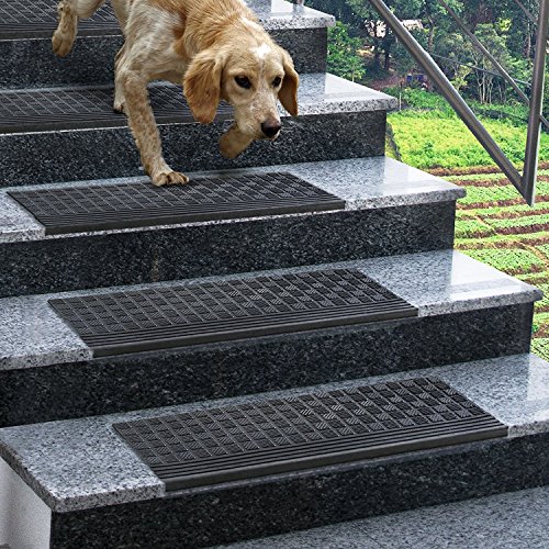 Indoor & Outdoor Bullnose Rubber NonSlip Stair Treads, 26" x 10" 0.3