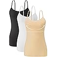 Orrpally Women Cotton Camisole Shelf Bra Cami Tank Tops Adjustable Spaghetti Strap Tank Top 3-Pack