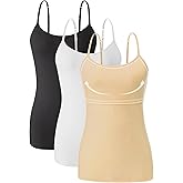 Orrpally Women Cotton Camisole Shelf Bra Cami Tank Tops Adjustable Spaghetti Strap Tank Top 3-Pack