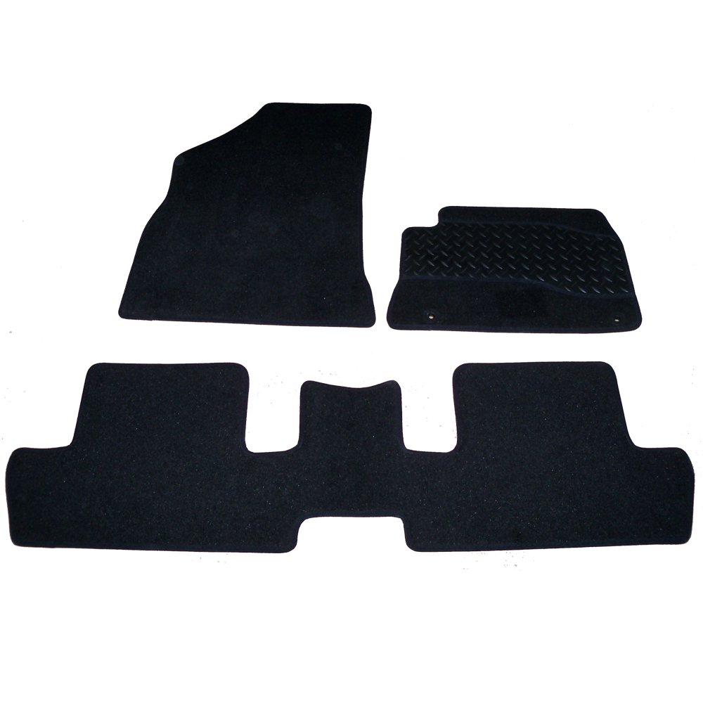 Sakura Mat Set includes Black Carpet with Rubber Heel Pad for Peugeot 3008 2009 Onwards