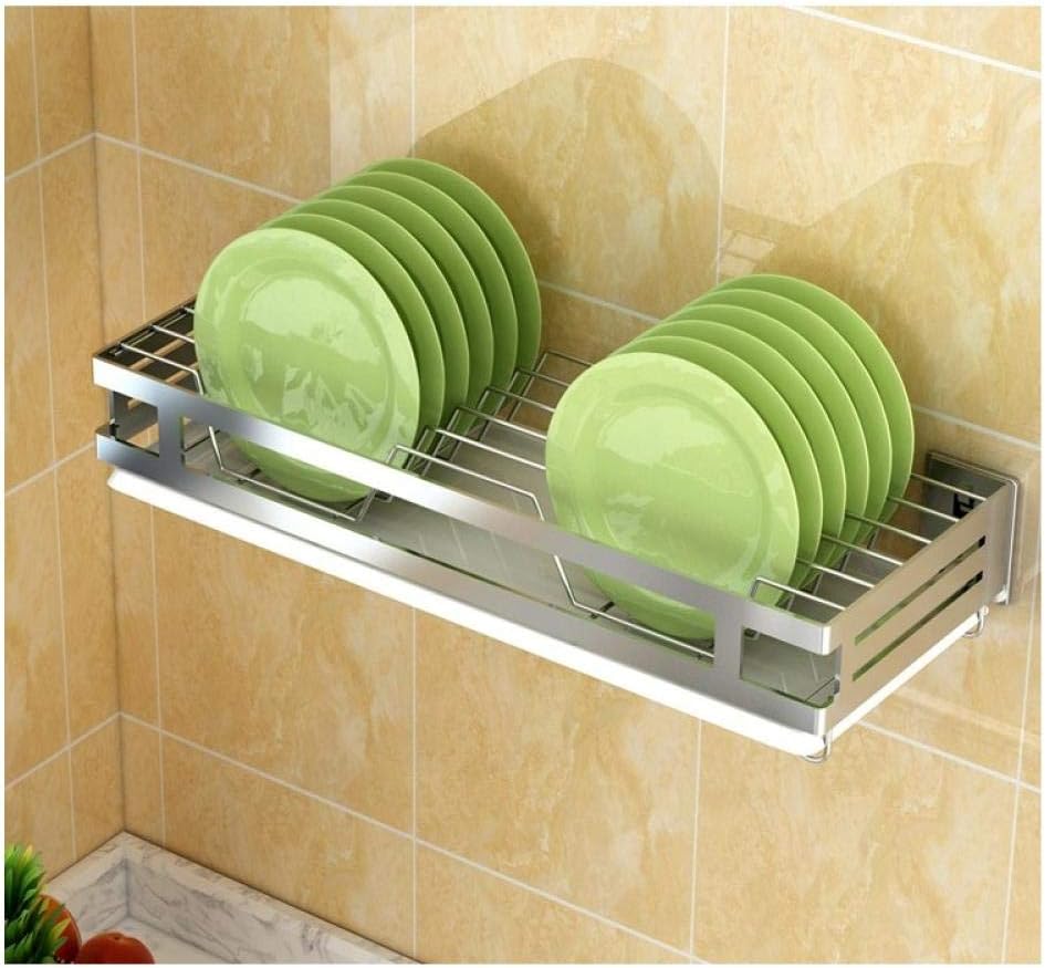 Ykun Küchenregal, nagelfreies Wandgeschirrregal aus Edelstahl 304