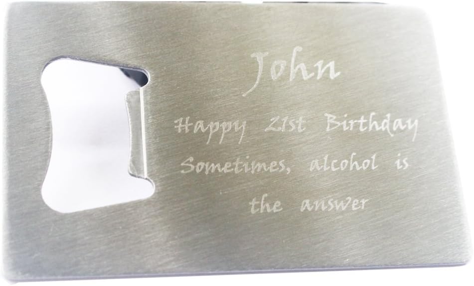 Personalized Engraved Stainless Steel Credit Card Bottle Opener - Birthday Gift