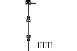 SANKINS 18" Cane Bolt Drop Rod Heavy Duty Hardware Black Solid Steel Ground Latch for Wood PVC Vinyl Metal Gates Fences Doors, Holding to The Ground (1 Pack)