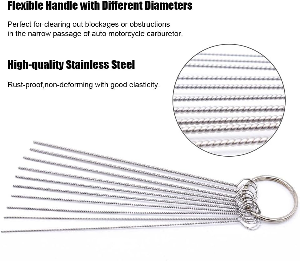 AUTOLA Carburetors Carbon Dirt Jet Remove Cleaner, 13 Cleaning Wires Set + 10 Cleaning Needles + 5 Nylon Brushes Tool Kit for Welder Carb Chainsaw Spray Guns Torch Tips Firing Hole Stove Burner Holes: Automotive