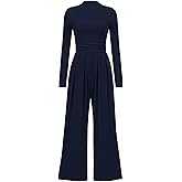 PRETTYGARDEN Jumpsuits for Women Dressy Fall Fashion Clothing 2026 Long Sleeve Mock Neck Date Night Rompers Business Outfits