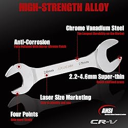 ARUCMIN Super-Thin Open End Wrench Set, 18-Piece