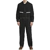 Yukirtiq Mens Denim Work Coveralls with Hood Heavy Duty Work Jumpsuit Loose Fit Coverall Hi Viz Mechanic Jeans Overalls