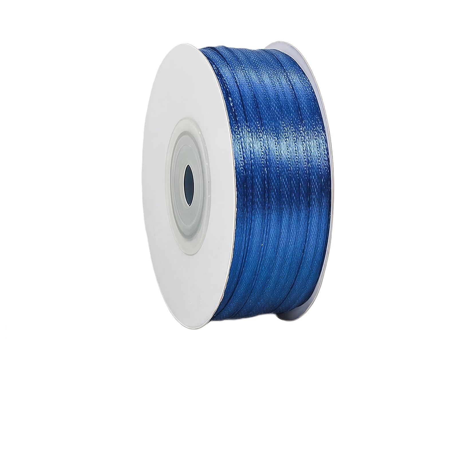 Dark Blue Ribbon 3mm for Gift Wrapping 91M,Dark Blue Satin Ribbon 3mm Thick for Crafting Cake,Hair Bow,Polyester Ribbon Christmas Decoration,Wedding Car Decor