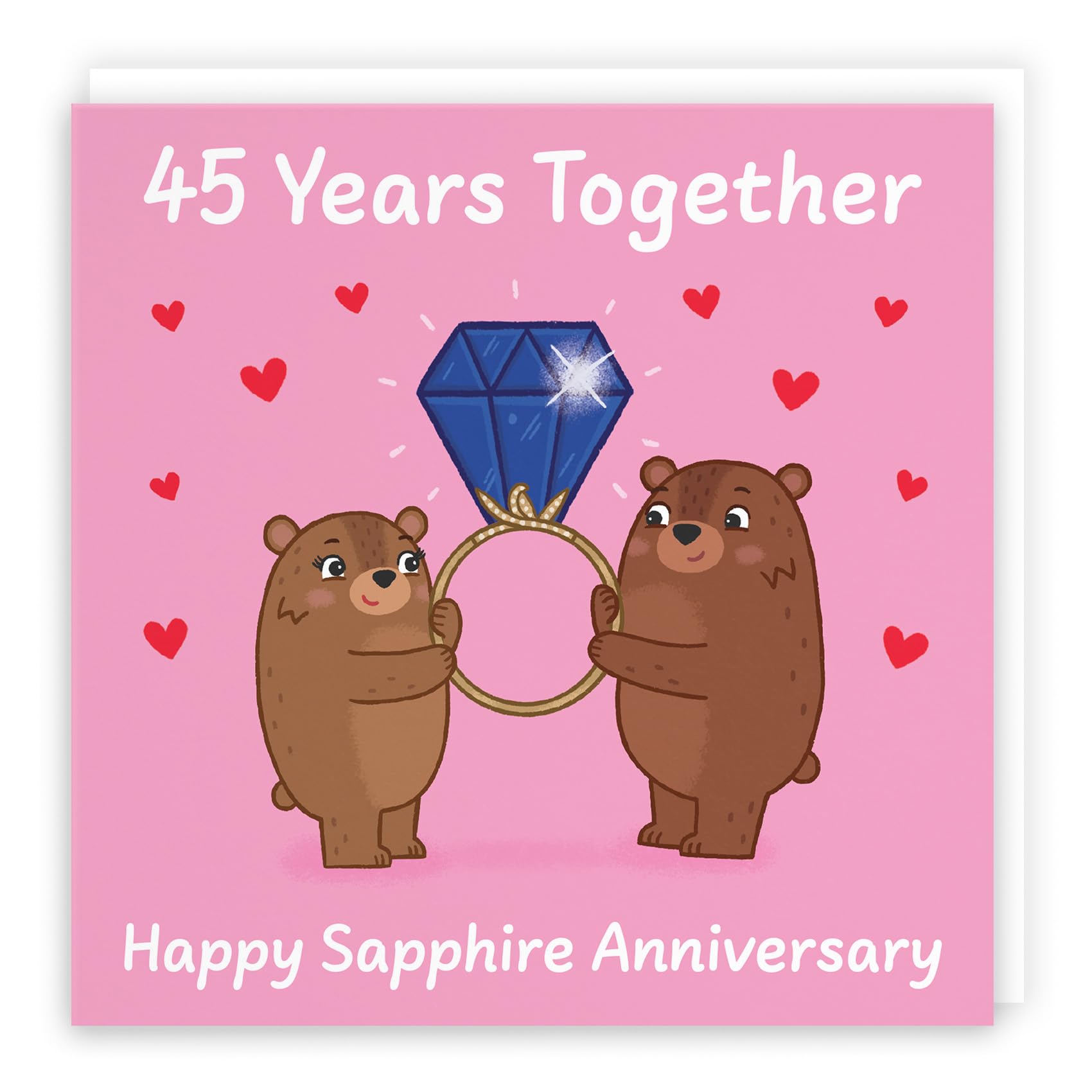 Hunts England - Cute 45th Anniversary Card - Sapphire Anniversary - Bears - 45 Years - For Him, Her, Couple, Men, Women - Love Story Collection