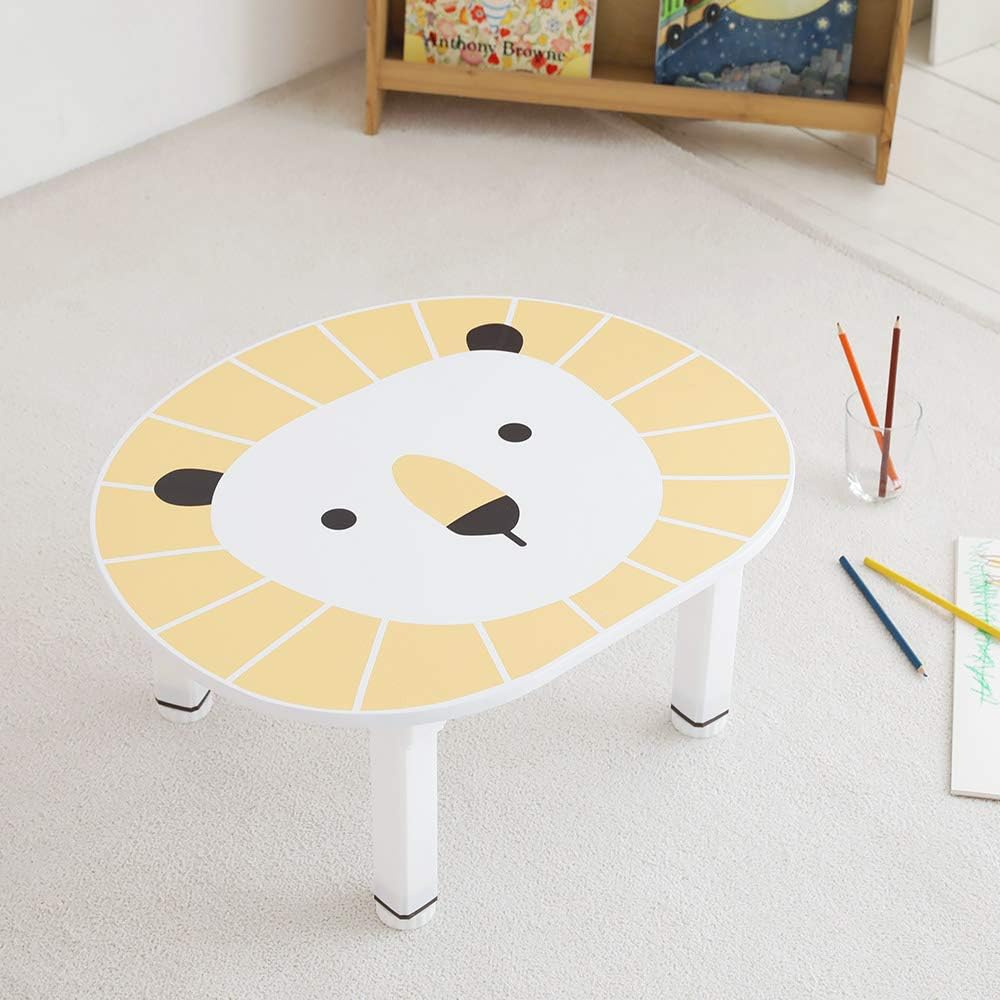 Amazon Co Jp ルームアンドホーム キッズテーブル 折りたたみ 子供用 高さ調節 プチライオン 57 47 26cm オレンジ ホーム キッチン