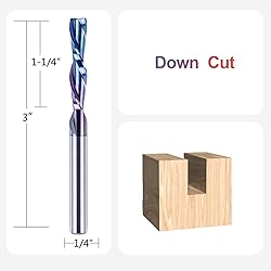 SpeTool Down Cut Spiral Router Bits 1/4 Shank with