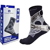 PowerStep Dynamic Ankle Support Sock, Ankle Brace and Ankle Compression Sock, for Flexibility, Ankle Support and Injury Prevention, Pain Relief, Unisex (Left Large, Men's 10-12.5, Women's 11-13.5)