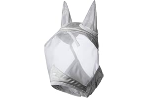 Harrison Howard CareMaster Horse Fly Mask Half Face with Ears Moonlight Silver Small Pony