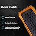 Solar Charger with Strong LED Flashlight, 10000mAh Solar Phone Charger with Dual USB Port, Outdoor Solar Power Bank Built-in 52LED Flashlight for Camping, Travelling and other Activities Orange