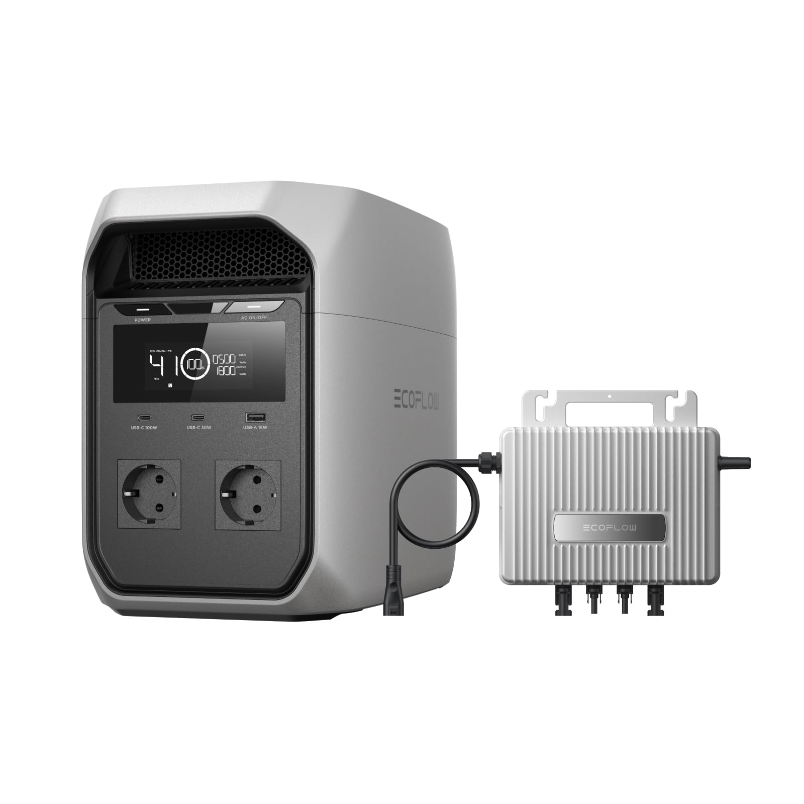 EF ECOFLOW DELTA 3 Classic Tragbare Powerstation 1024Wh, 0% VAT WLAN STREAM Mikrowechselrichter 800W, LiFePO4-Batterie, 1800W AC (3600W Spitze), Solargenerator für Camping, Wohnmobil,Notstrom zu Hause