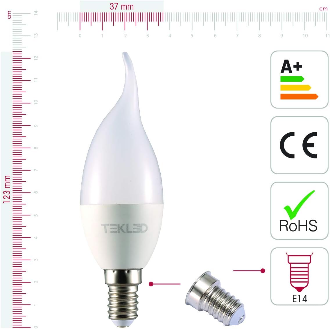 TEKLED® C37 LED Bulbs, 2700k Warm White, 6 Count (Pack of 1) - Image 3