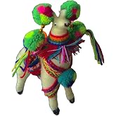 Lucio Fabrics Colorful Andean Llama Ornament &ndash; Vibrant Peruvian Decorative Figurine with Traditional Pom-Poms &ndash; Festive Ethnic Home D&eacute;cor Accent for Shelf, Table, or Room Display (3.9 | White)