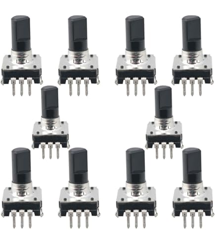 BuyWeek EC11 roteren encoderingsschakelaar, 360 graden coderingsschakelaar, 5-pins digitale potentiometer met drukknop, roterende encoder module greeplengte 20 mm