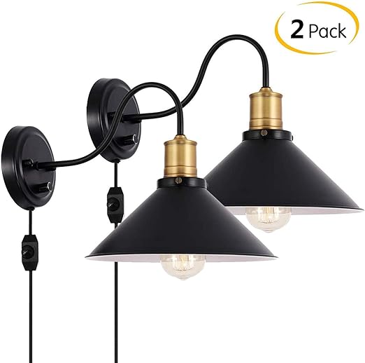 Dimmbare Industriewandleuchte Wandleuchte Plugin Vintage Style