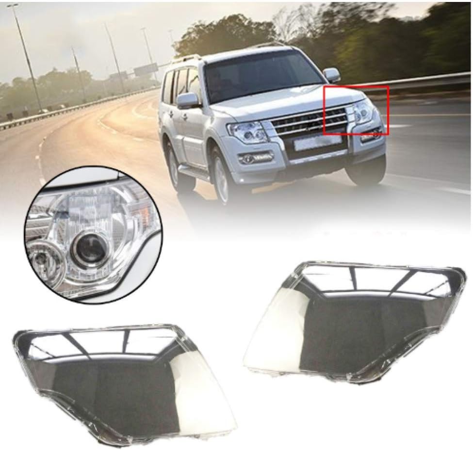 ALPGTR for Mitsubishi Pajero V97, Car Front head light lamp Cover Headlight head light lamp Waterproof Clear Lens Auto Shell Cover Left&