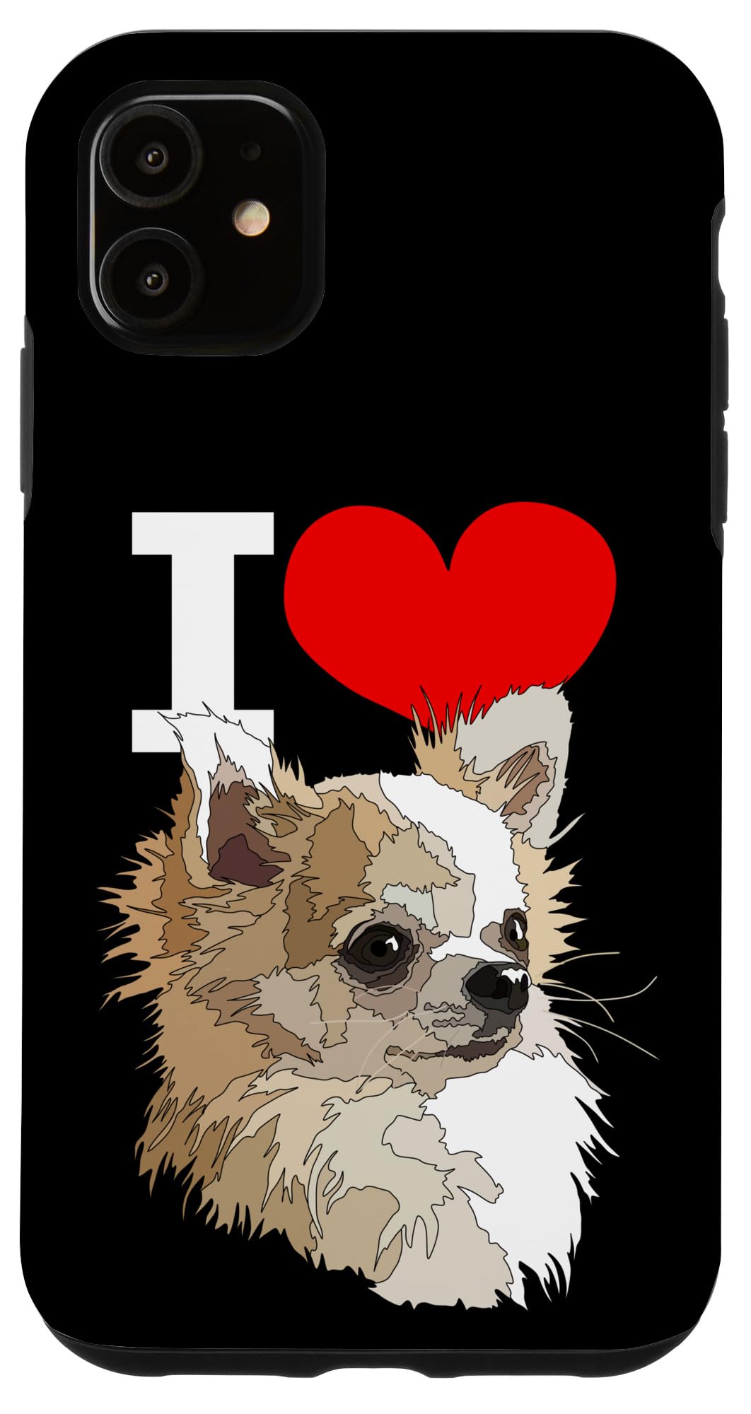 I Love Chihuahua Long Hair Chihuahua Long Haired Chiwawa Dog Case for iPhone 11