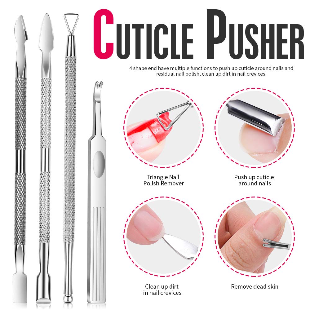 FANDAMEI Nail Cuticle Tools Kits, 1PCS Cuticle Nippers, 4PCS Cuticle Pusher Cutter, 3PCS Ingrown Toenail File and Lifters, 5PCS Grit Nail File Black, 1PCS Nail Buffer. Professional Nail Cleaner Tools: Beauty