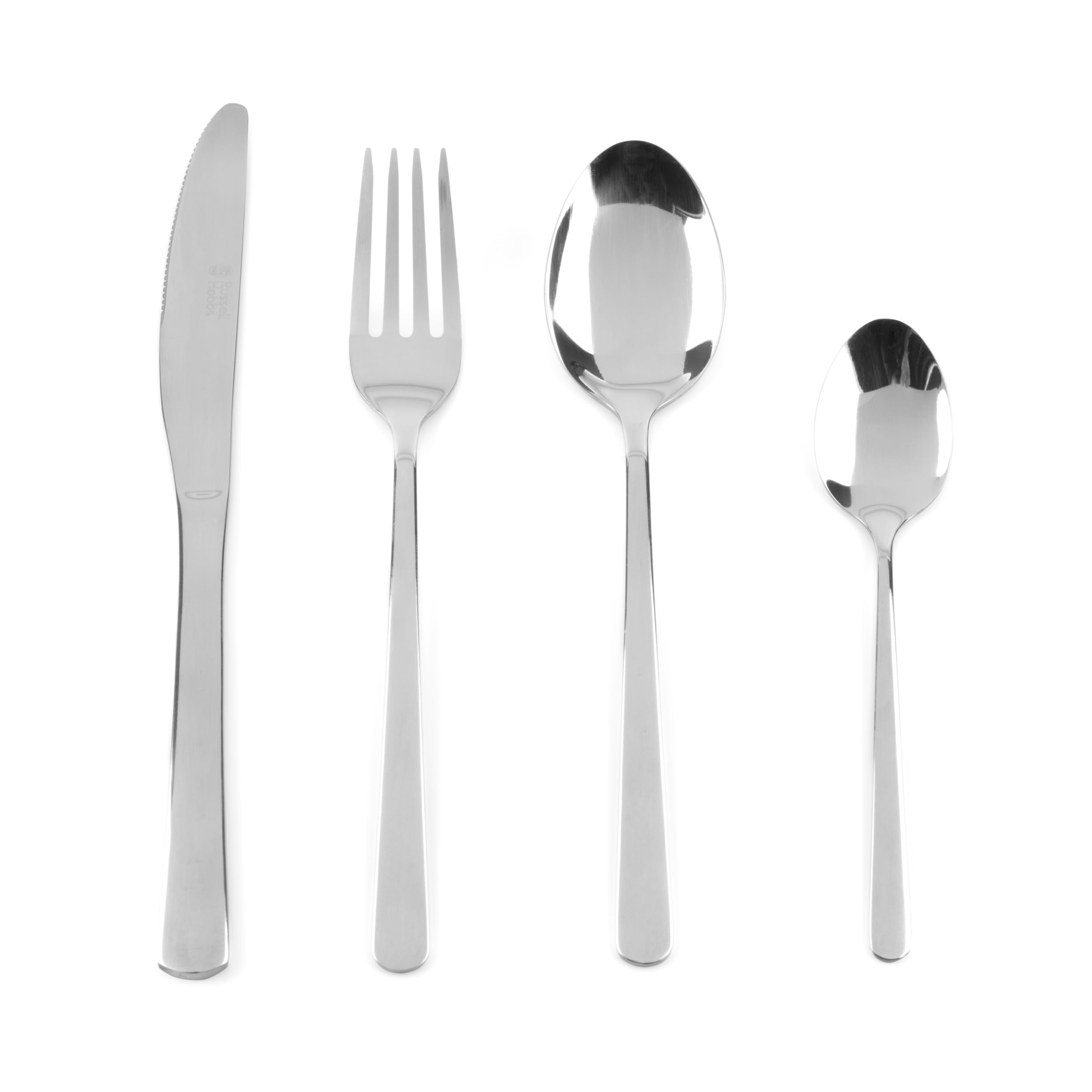 Russell Hobbs RH00022GP 16 Piece Cutlery Set – Vienna Stainless Steel Flatware Service for 4 People, Knife & Fork Silverware, Dishwasher Safe Knives Forks Spoons, Mirror Polish Finish, Home/Restaurant