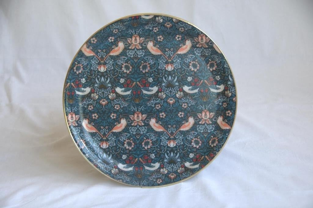 Arnold DesignsQuality Fibre Glass Tray 30cm Round William Morris Strawberry Thief Blue
