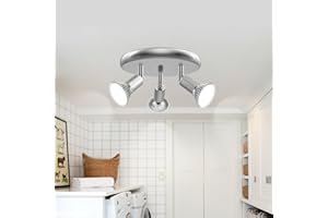 LURNOFY 3 Light Kitchen Track Lighting, spot lights indoor, Flexible Chrome Track Lighting Fixture Ceiling, Track Light Ceiling with GU10 Base for Kitchen, Corridor, exhibition hall (Bulbs Not Included)