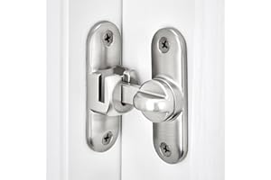Wocoe Silvery 90/180 Degree Flip Barn Door Lock, Protect Privacy - Security Door Latch, Gate Latches Hardware for Barn Door, Window,Garden, Cabinet, Bathroom, Sliding Door