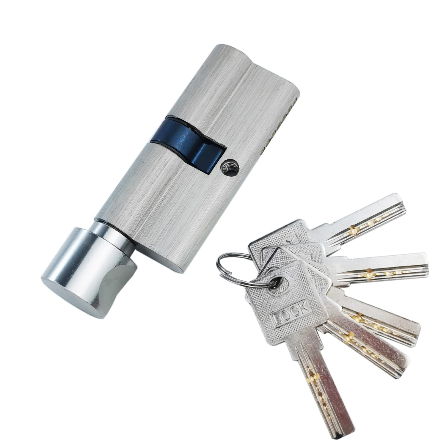 Qrity Thumb Turn Euro Cylinder Lock 37.5/37.5 (75mm), Euro Barrel Lock with 5 Keys, Anti-Bump, Anti-Pick Door Lock with Keys, for UPVC Door, Composite Door