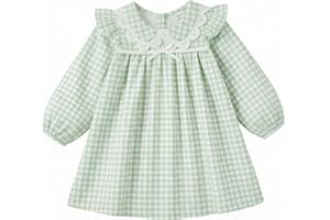 FishingDino Baby Girl Dress Spring Outfits 6M-3T, Long Sleeve Ruffle Baby Dress for Easter Spring Summer, Toddler Girls Dress